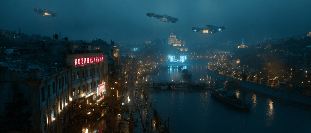 Архітектура києва в стилі кіберпанк midjourney