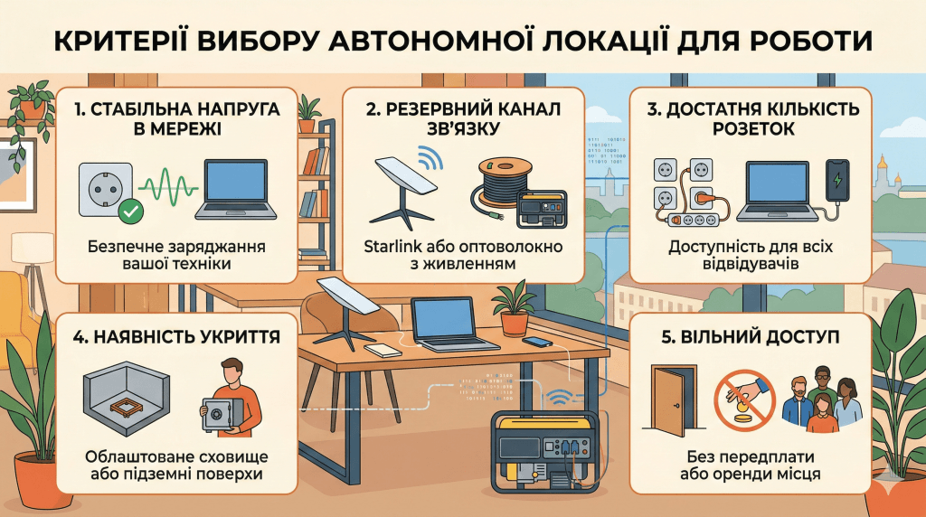 Критерії вибору автономної локації для роботи
