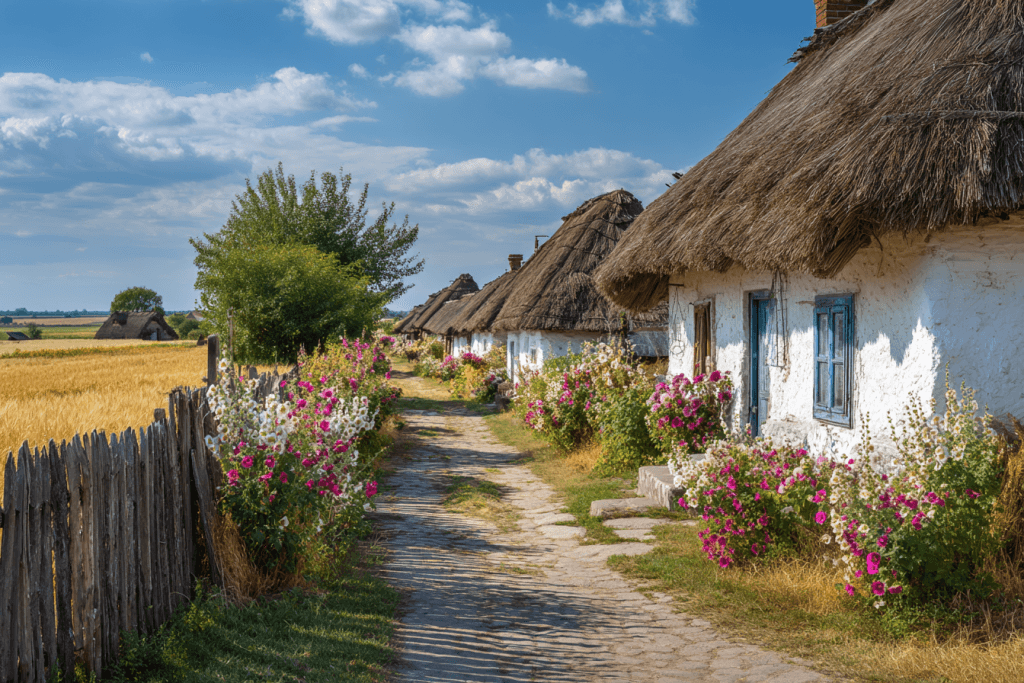 приклади промтів для українського села midjourney