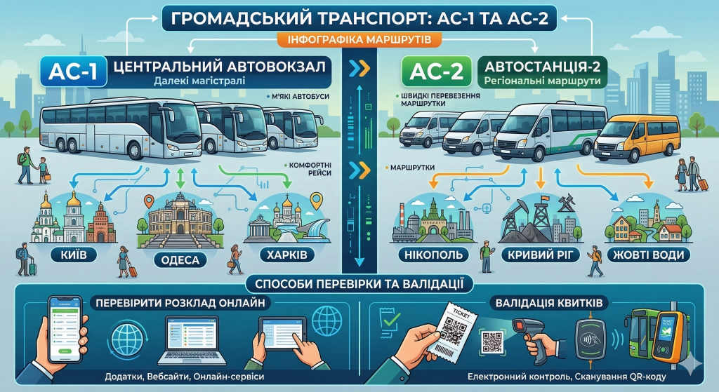 Міжміське сполучення з Дніпра розклад автобусів з АС-1 та АС-2