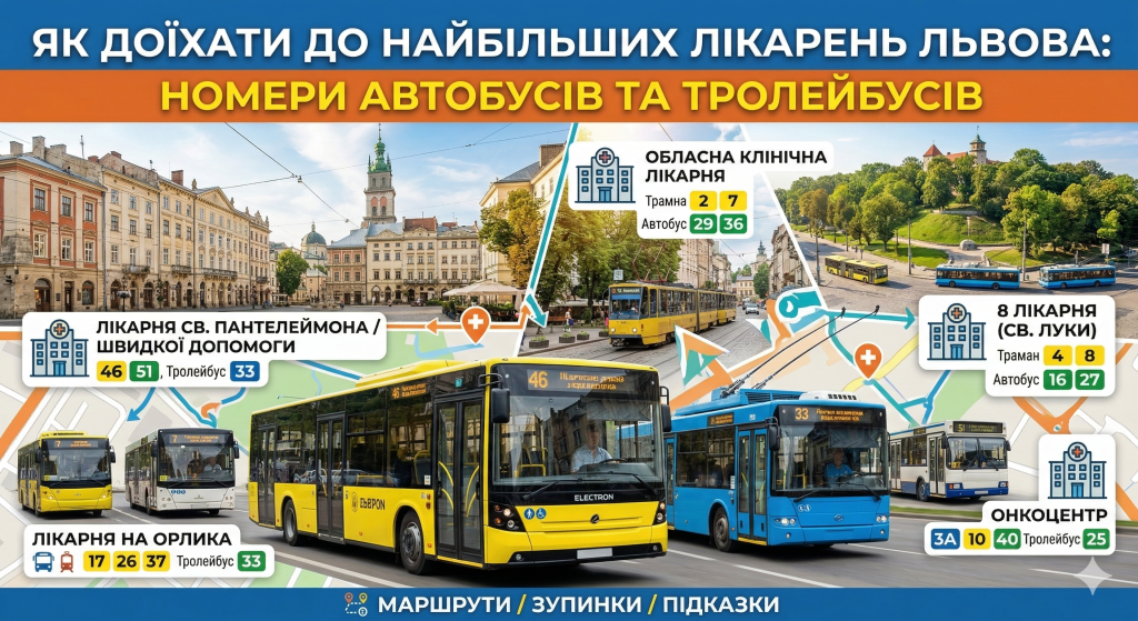 Як доїхати до найбільших лікарень Львова