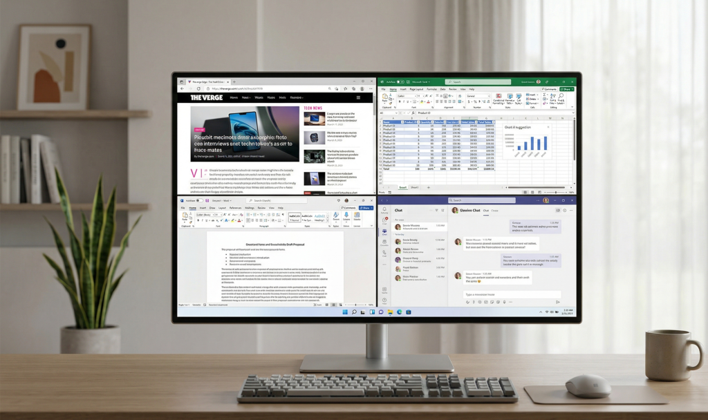 робочий стіл з кількома вікнами (Snap Layout)