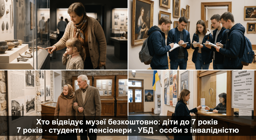 музеї безкоштовно для дітей Україна — категорії пільговиків студенти пенсіонери УБД