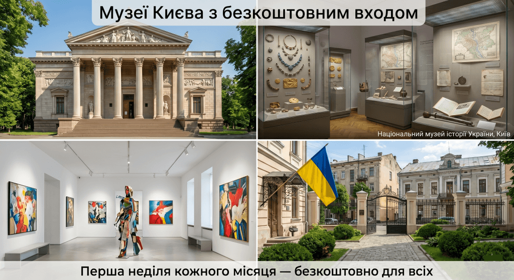 дні відчинених дверей музеїв Київ — колаж музеї Києва безкоштовний вхід перша неділя