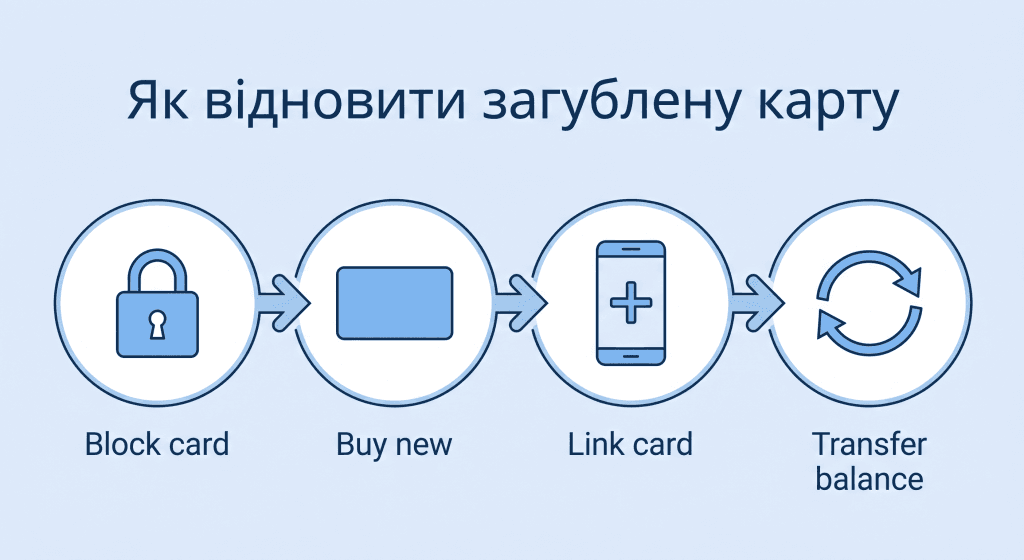 Покрокова блок-схема відновлення загубленого є-квитка та збереження поїздок через додаток Київ Цифровий.