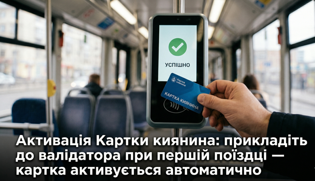 картка киянина активація як користуватись транспорт — валідатор метро автобус безкоштовний проїзд