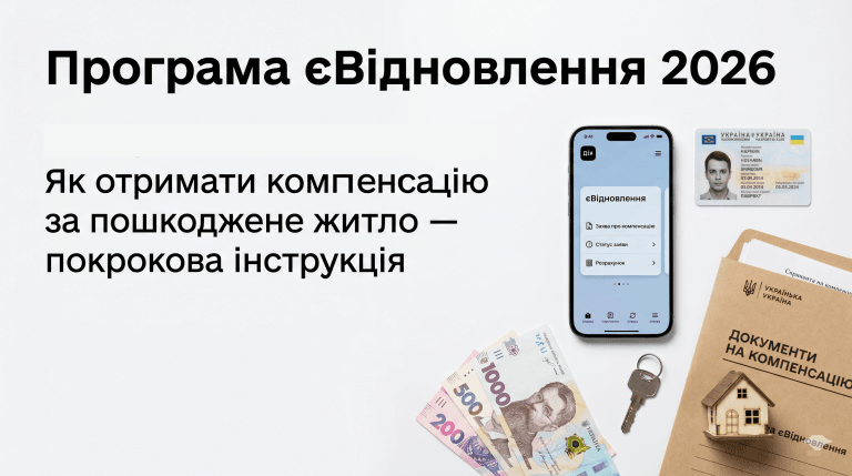 єВідновлення як подати заявку через Дію — компенсація пошкоджене житло документи смартфон інструкція