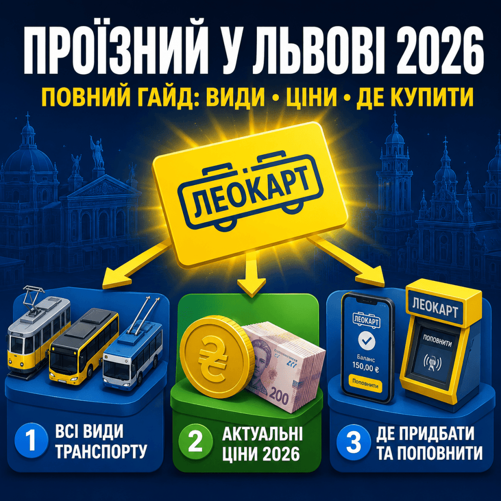 Інфографіка: Повний гайд по проїзних квитках у Львові 2026. Види, ціни, де купити.