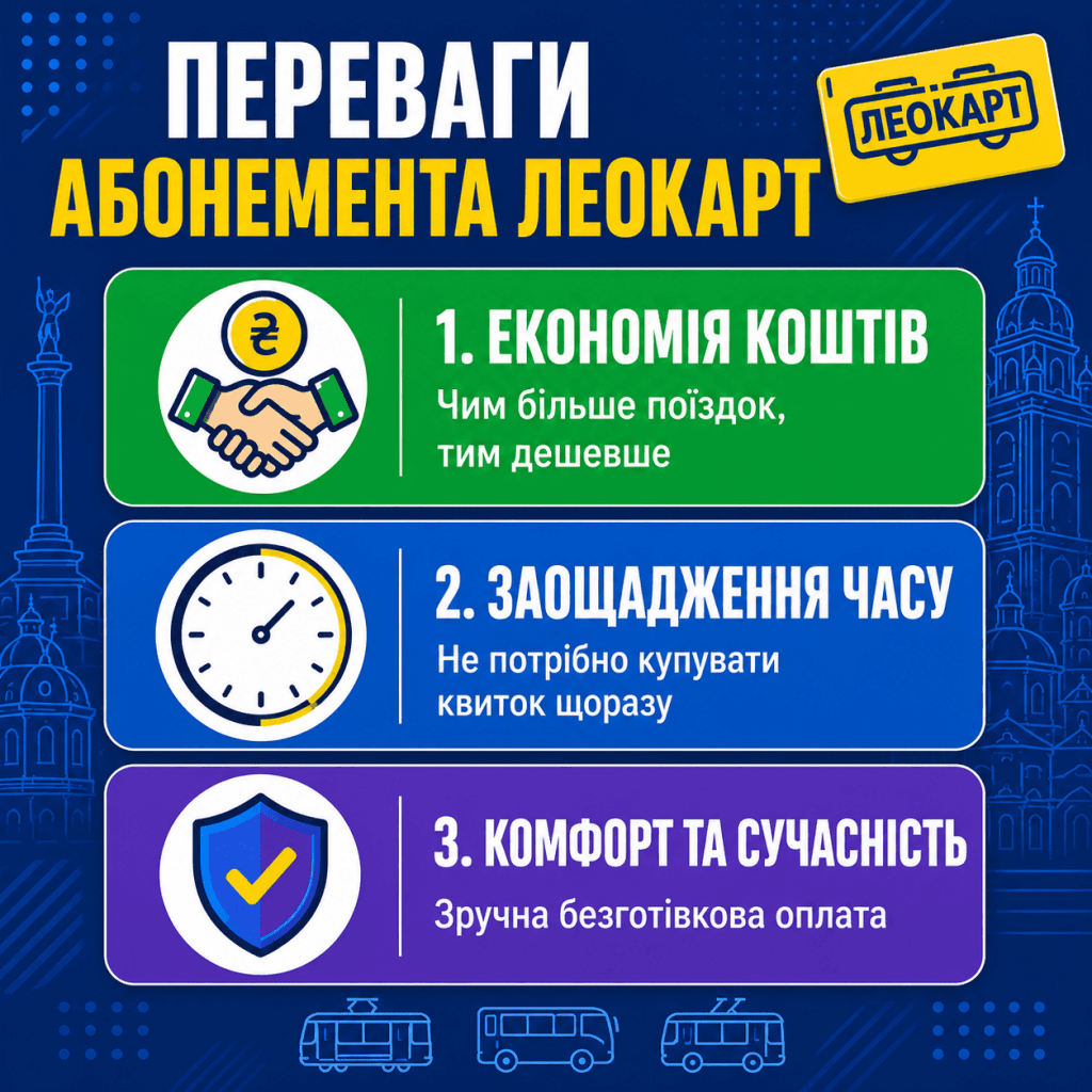 Переваги використання довгострокового абонемента ЛеоКарт у Львові.