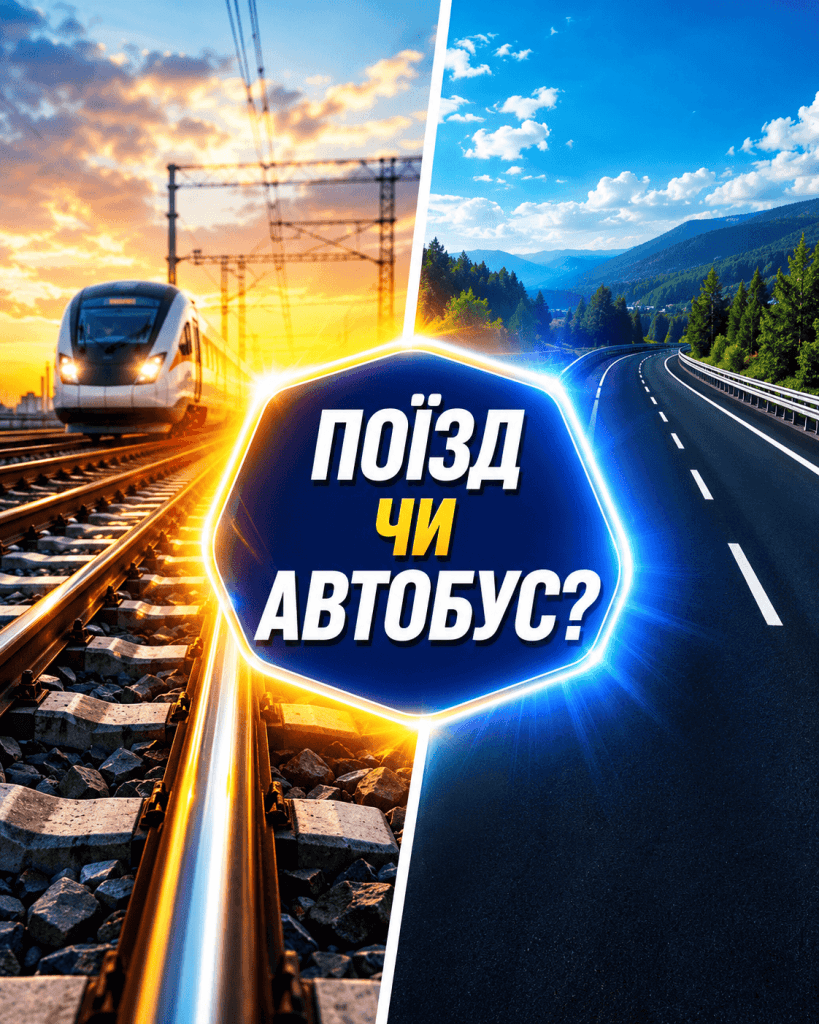 Порівняння маршрутів: залізничні колії та автомагістраль для вибору транспорту з Варшави до Києва.
