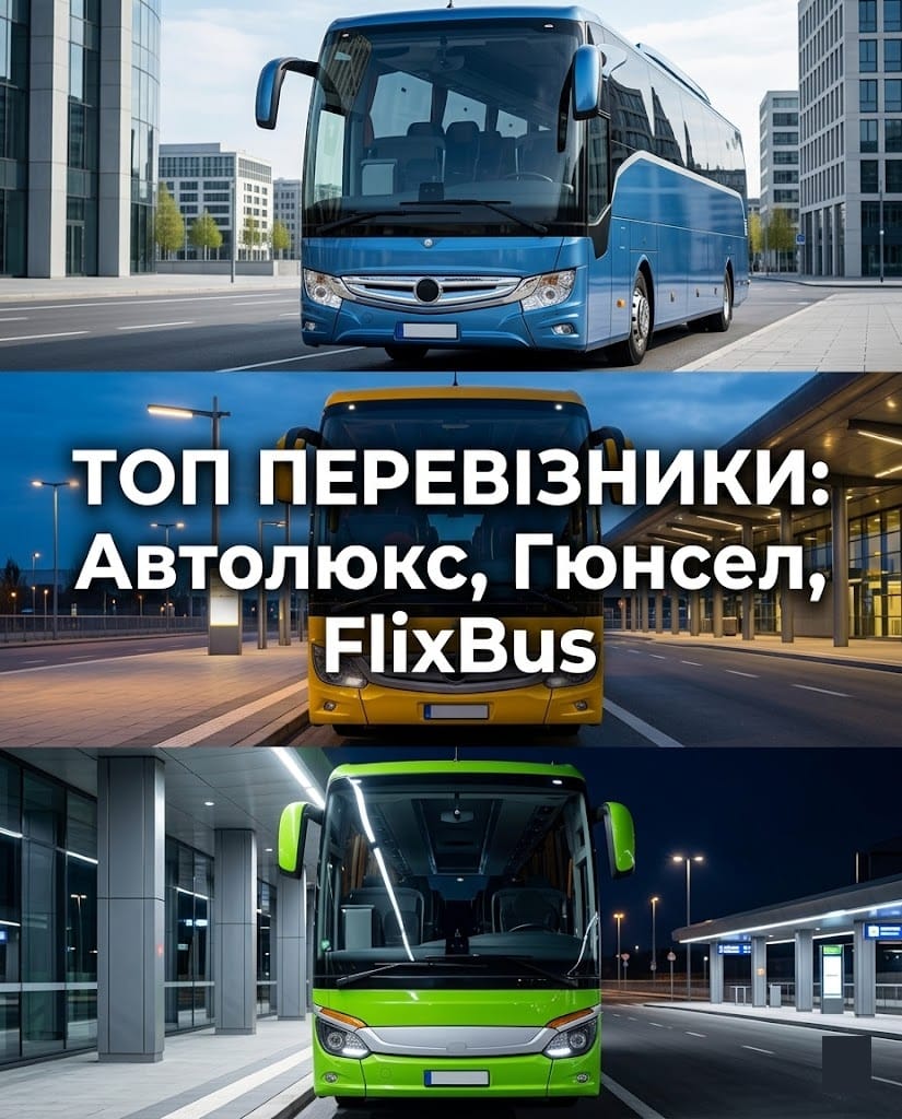Порівняння автобусів Автолюкс, Гюнсел та FlixBus для поїздки з Києва до Одеси.